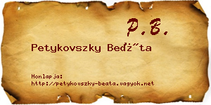 Petykovszky Beáta névjegykártya