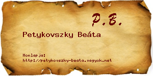 Petykovszky Beáta névjegykártya