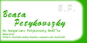 beata petykovszky business card